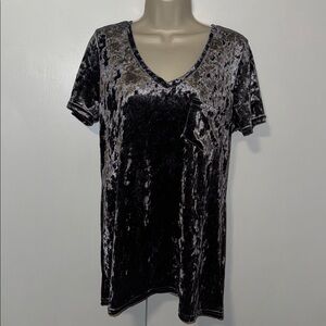Spring + Mercer Gray Velvet Legging Tee Short Sleeve Pewter Gray Women’s S Small